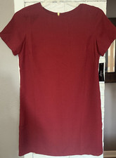 LULU'S Women's Size Small Maroon Shift Dress, S/S, Zip Back #43232 NWT