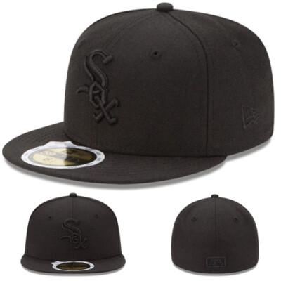 New Era Chicago White Sox Youth 5950 Fitted Hat MLB Kids Black On Black Basic