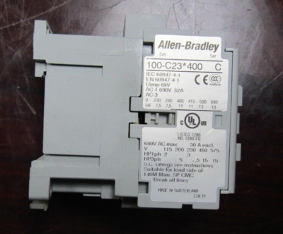   NEW ALLEN BRADLEY 23 AMP CONTACTOR SER. C 110/120 VAC COIL 100-C23