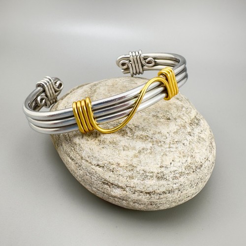 The Artist Jay Brand Mixed Metal Aluminum Brass Waves Cuff Bracelet