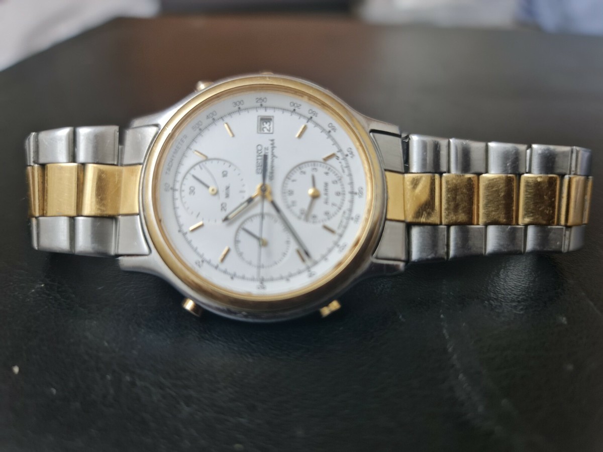 Sieko chronograph Qurtz Watch two tone gold 7T32-6A50 Sieko