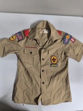 Boy Scouts of America BSA Youth Size 12 Tan SEWN on patches