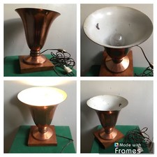 Ancienne Lampe De Bureau , Table , Chevet Cuivre Et Bois  Éclairage Luminaire