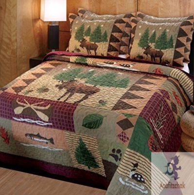 Groenlandia Inicio alce Lodge edredon conjunto por completoKing Queen nuevo