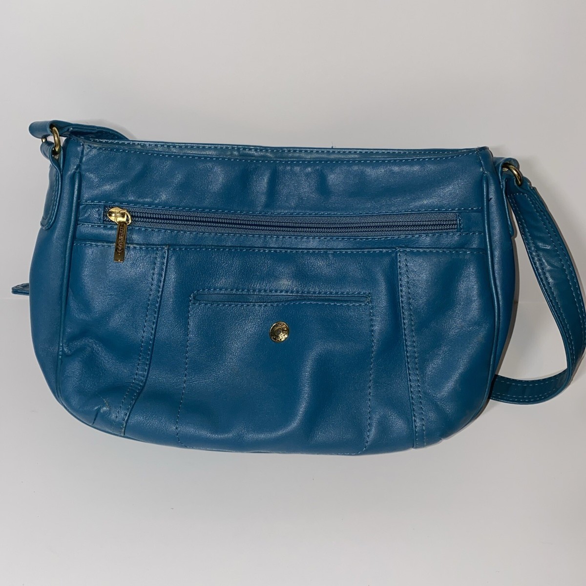 Stone Company Leather Turquoise Gold Crossbody Bag Purse