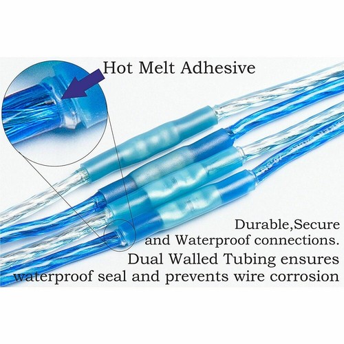 100Pcs Blue 14-16AWG Heat Shrink Waterproof Wire Connectors Butt Seal Terminals - Picture 6 of 12