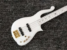 4 String White Prince Electric Bass Guitar Gold Hardware Arrows Inlay Free Ship