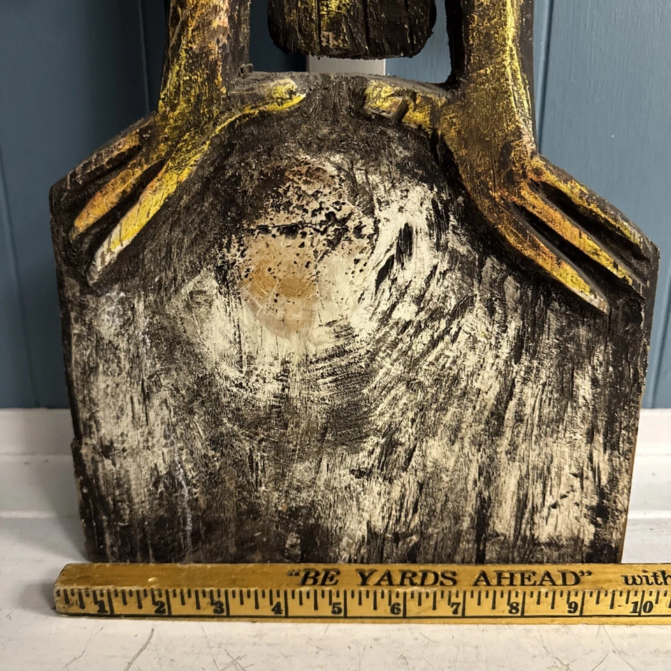 "Búho tallado y pintado a mano vintage 36"" colgante de pared decoración del hogar RARO regalo único" Foto 4 de 4