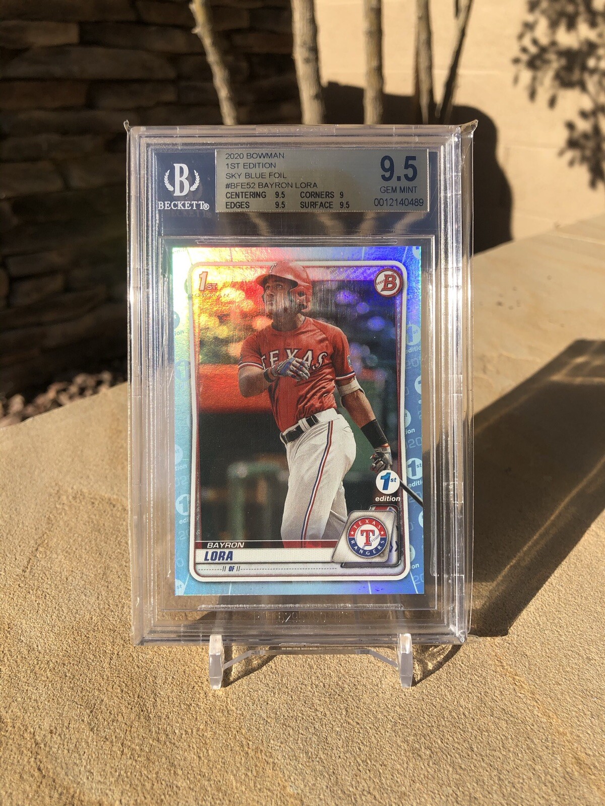 2020 Bowman 1st Edition Sky Blue Foil Bayron Lora #BFE52 BGS 9.5 Rc Rookie