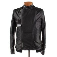 Latini NWD 100% Leather Asymmetrical Jacket Size 50 (M US) In Solid Black