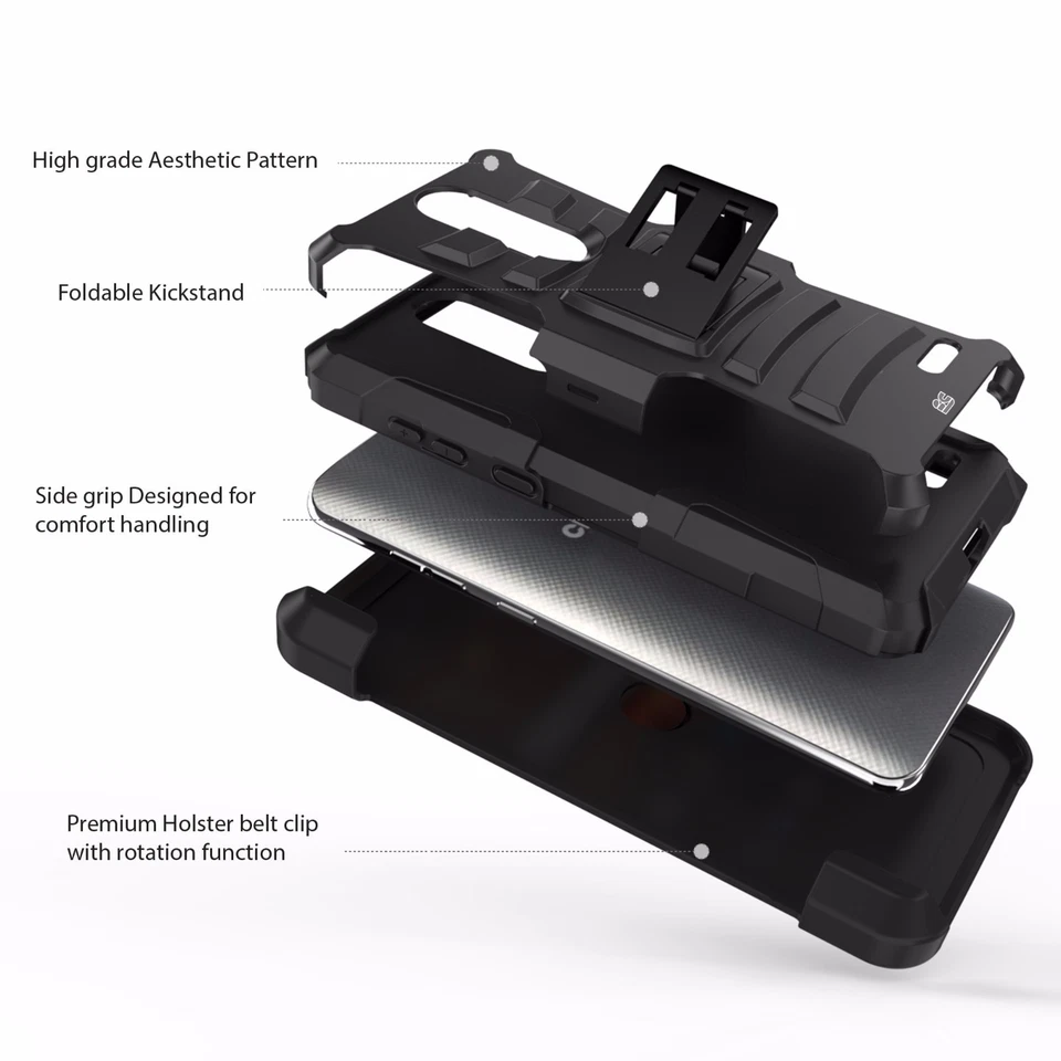 Dual Layer Case w/Stand+Holster Clip for ZTE Grand X 4 Blade Spark ZMax One - Image 3 of 4