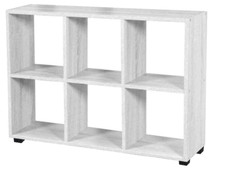Libreria CUBO Design Moderna Scaffale 6 Ripiani Casa Ufficio BIANCO 90*24*H60 CM