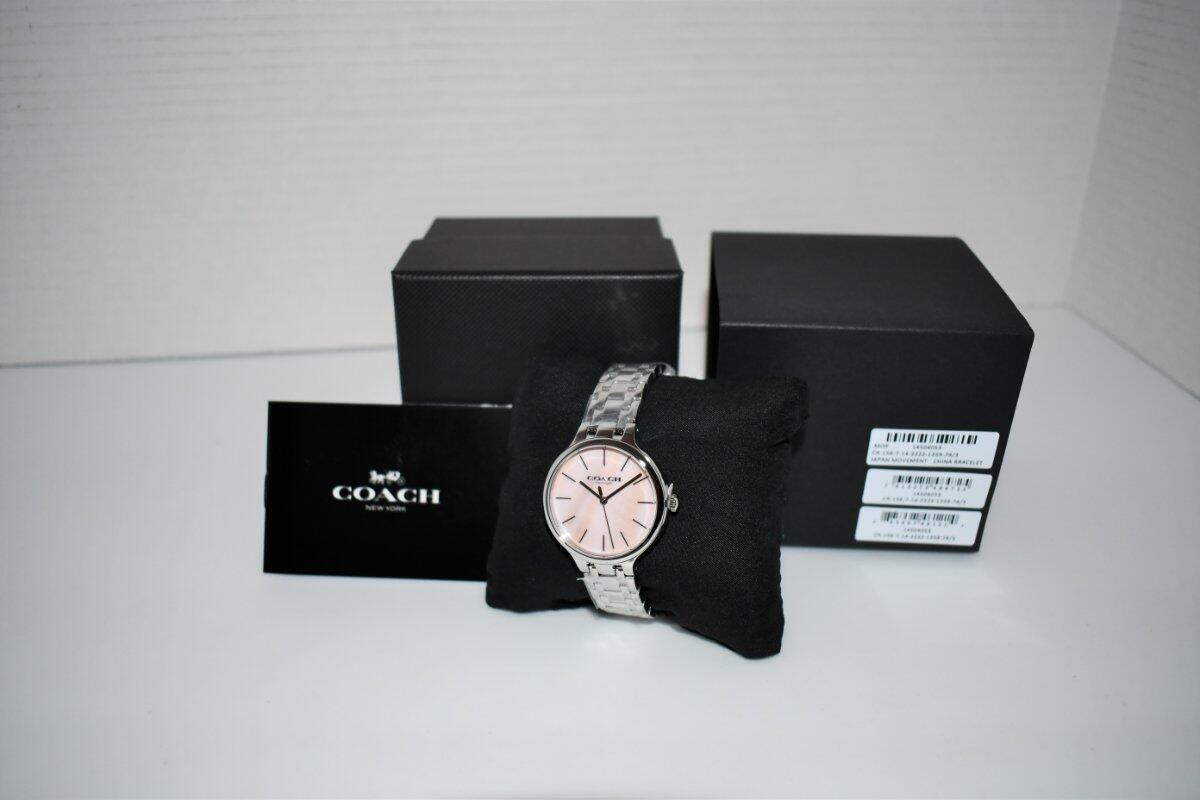 Coach Josie Watch 34 mm in Silver/Pink #CE751 14504053 NIB  display picture 3
