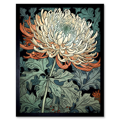 Pastell Farbverlauf Chrysantheme Blume Blüte gerahmter Wandkunstdruck 12x16