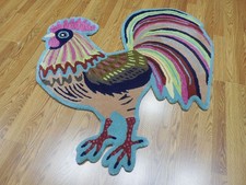 Tibetan Rooster Rug Shape Handmade Kids Boho Rug Aesthetic Rug 3x5 Ft