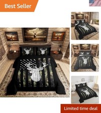 Reversible Camo Deer Comforter - Soft Polyester Quilt Set for All Seasons