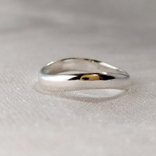 925 Sterling Silver, Solid Silver, Band Ring, Curve Plain Band Ring
