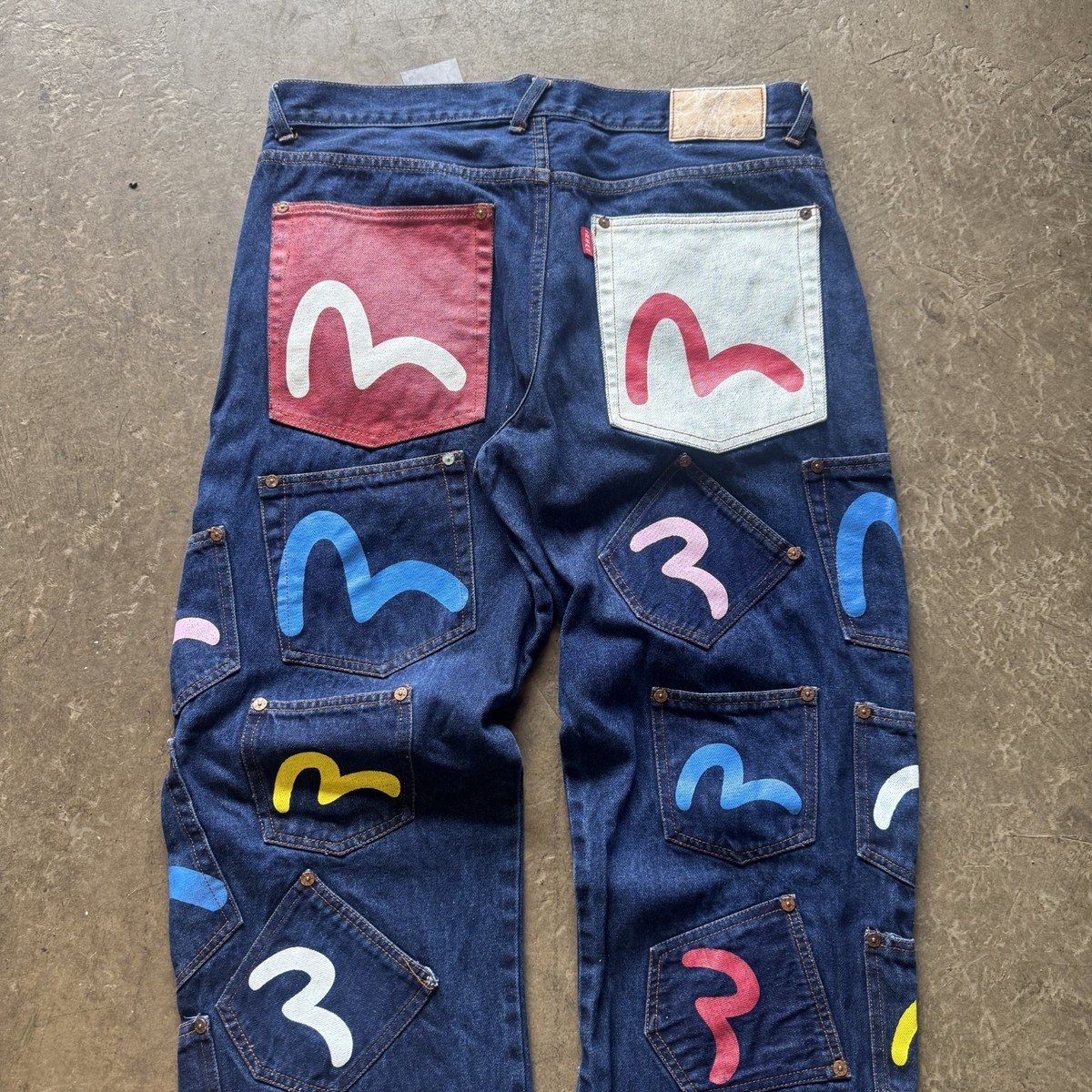 VTG Evisu Multi-Pocket Jeans Bottom Denim Bootlegs? 38x33 | eBay