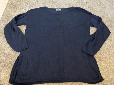 Express Tricot Large Women Blue Textured Pullover Light Sweater VTG 90s Y2K Silk