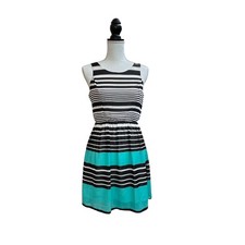 As U Wish Women Sheath Dress Multicolor Striped 3 Comfy Round Neck Back Zip