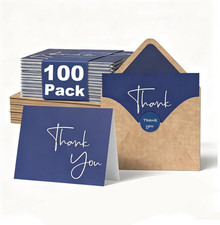 100 Pack Thank You Cards with Envelopes Bulk Set  Stickers - 4X6 Inch Blank Tha