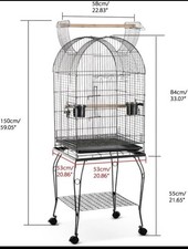 IKAYAA Parrot Bird Cage H18133 Dome Top with Stand – Silver Black – New in Box