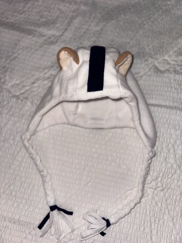 Penn state Hat Colorblock Fleece Trapper Hat Ear Flap Braided Ties White S/M