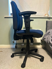 Blue Fabric Operator/Task Swivel Office Chair, Adjustable Arms & Seat Height