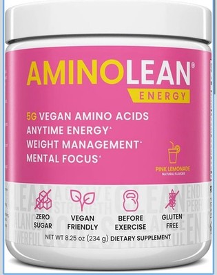 RSP Nutrition AminoLean Energy Pre Workout Powder 5g Vegan Amino Acids Exp 03/27
