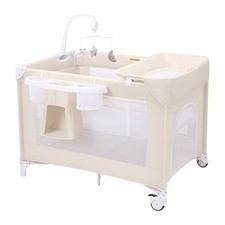 4 in 1 Baby Playard w/ Detachable Infant Bassinet and Changing Table for Newborn