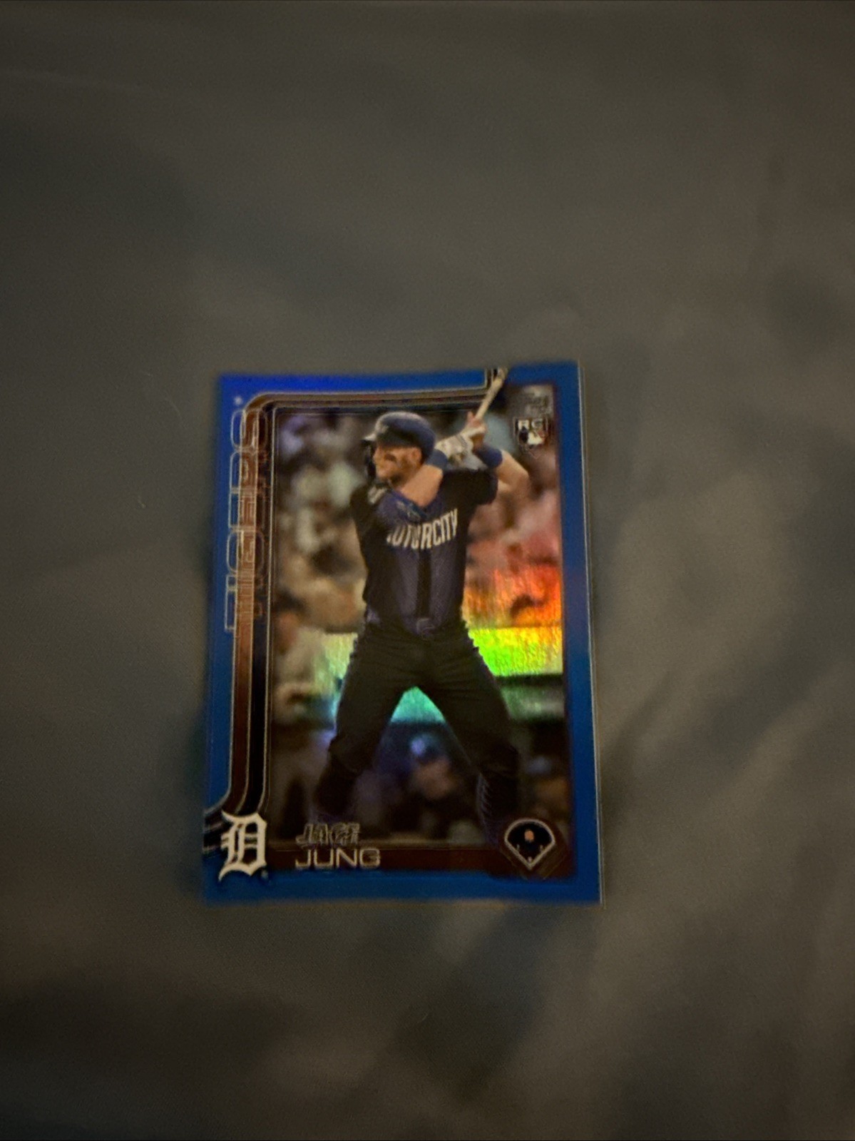 Jace Jung 2025 Topps Series 1 Blue Rainbow Foil - /150 - #80 RC-Detroit Tigers
