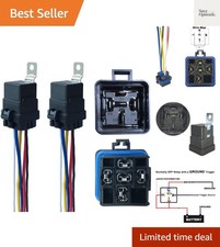 2 Pack 40/30 AMP 12V DC Waterproof Relay Kit with Heavy-Duty Pigtail, 5-PIN S...