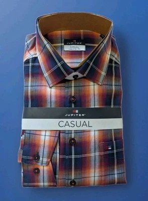 Jupiter  Hemd Langarm  Kentkragen Gr. 3XL 47/48  kariert CASUAL FIT - Bild 1 von 4