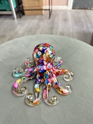 Handgefertigte Oktopus Kristall Harz Ornament Figur 9,5 cm Neu