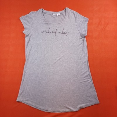 NEW Tabitha Webb Sleep Shirt Women's XL Weekend Vibes Graphic Gray Silver