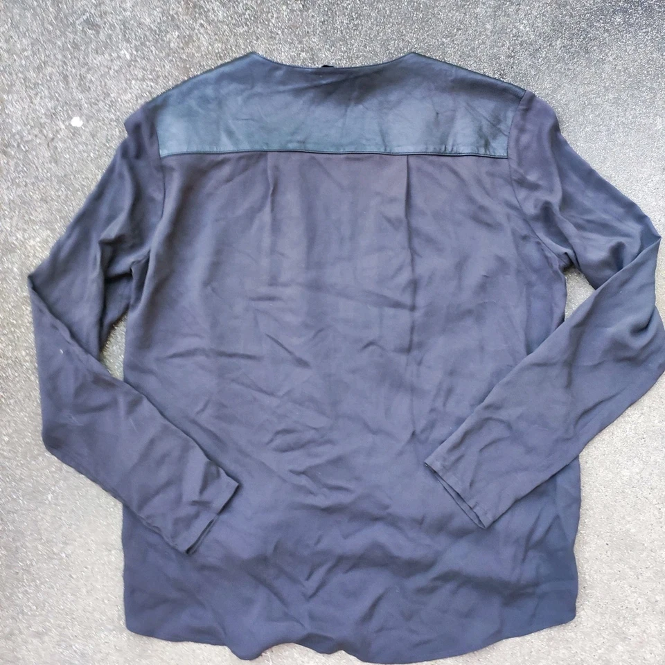 The Kooples Chemisier femme noir uni col V manches longues tissu contrastant M - Photo 4/4