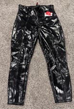Spanx Faux Patent Leather Leggings Classic Black Size L Petite Shiny NWT