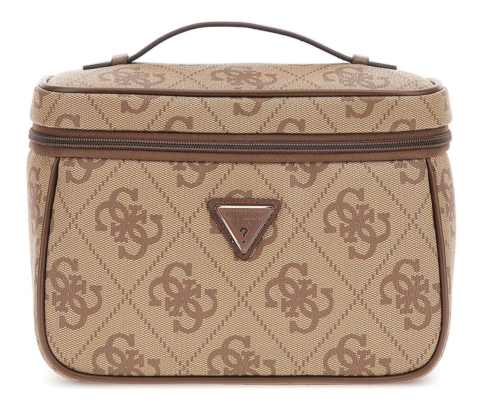 GUESS makeup bag Toiletry Train Case Latte Logo / Brown