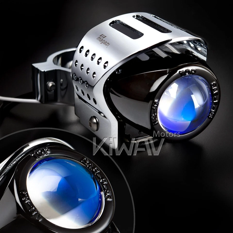 Faro antiniebla redondo cromo metal fundido carcasa aluminio x2 se adapta a Triumph Buell BSA Foto 3 de 4