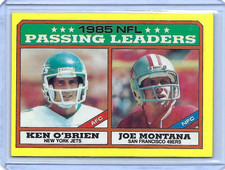 1986 Topps - Joe Montana - Ken O'Brien - 1985 NFL Passing Leaders - 49ers - Jets