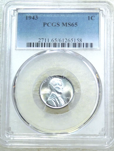 1943 P Lincoln Wartime Steel Cent PCGS MS65 Very Bright PQ New Holder #K468Z