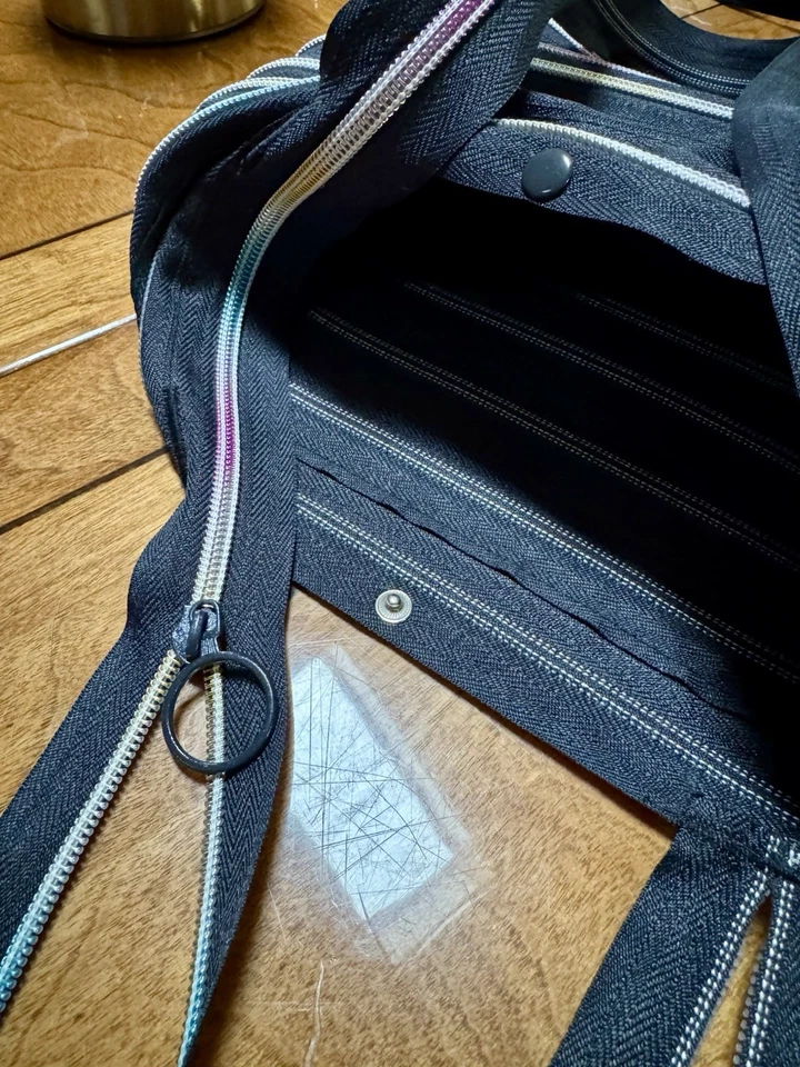 Bolso Bandolera ZIPIT Negro Arco Iris Rayas Cremallera Cartera Retro Festival Foto 2 de 4