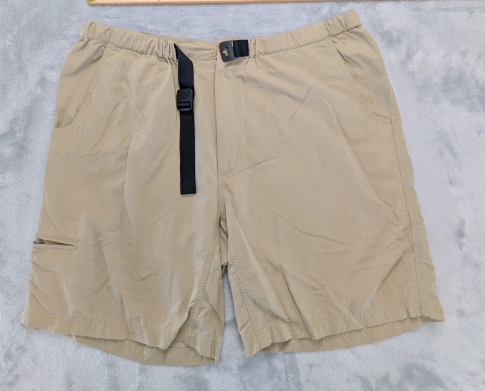 Woolrich Nylon Hiking Shorts Mens Large Khaki Belted Outdoor