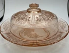 FEDERAL GLASS CO PINK SHARON 7 1/4" COVERED BUTTER DISH - Perfect!
