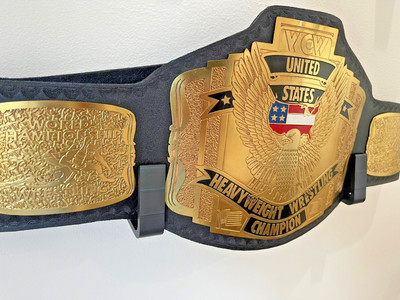 Black Championship Belt Wall Mount Brackets | Wall Display Hooks (Set of 2)