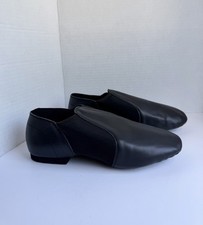 Stelle Jazz Dance Shoes Black Leather Upper Slip On Size 6.5 MB New Split Sole