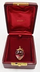 Vintage Steuben Glass Strawberry Pendant with 18K Yellow Gold Stem & Box JS2