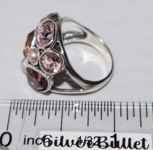 Silpada Sterling Silver "Sweet Embrace" Pink Glass & Pearl Dome Ring R2442 SZ 6 - Picture 9 of 9