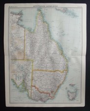 Mapa antyczna: Australia - sekcja wschodnia autorstwa Johna Bartłomieja, Atlas Czasu, 1920