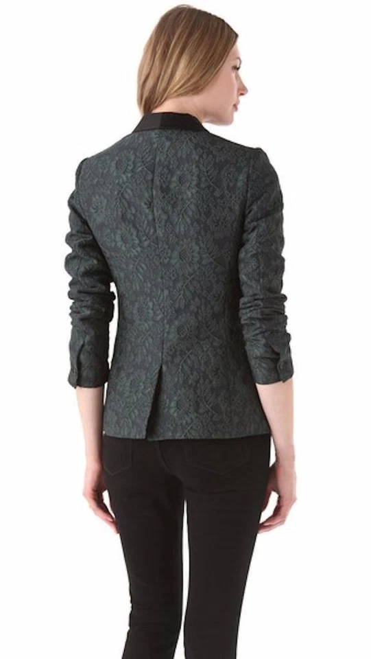 Elizabeth and James Dexter Lace Blazer Dark Emerald Black Jacket Brocade NEW - Image 4 of 4